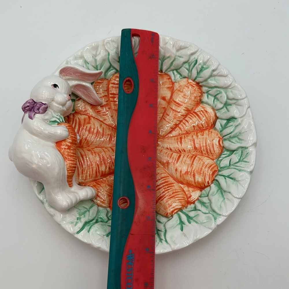Vintage Palm Tree Company Bunny Carrot Plate Easter Spring Made in Taiwan - Picture 15 of 16